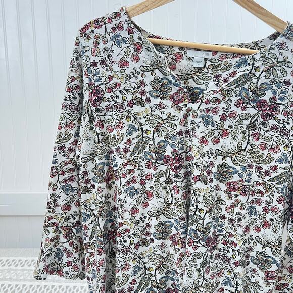 J. Jill Wearever Blouse Top Tunic Floral Paisley Print High Low Hem Womens M - Picture 1 of 11